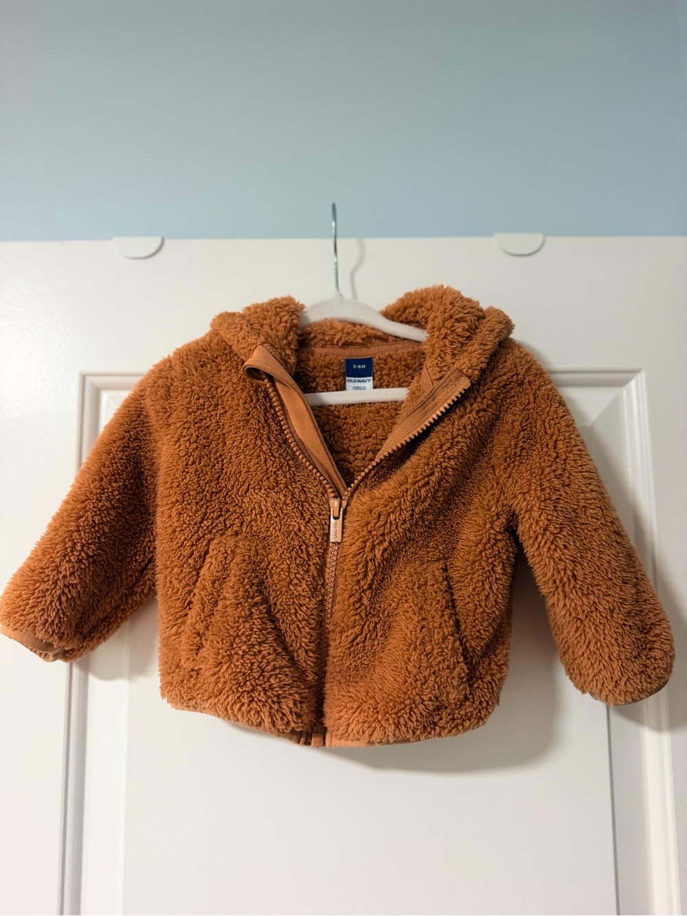 Old Navy Cozy Teddy Hoodie Jacket for Kids - Brown - 3-6M
